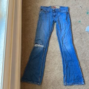 Hollister CO vintage low rise flare jeans, size 5 long.
